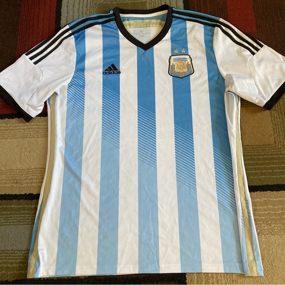 Argentina 2014/15 Adidas Climacool Home Soccer Jersey Shirt Blue White Striped - Picture 2 of 13